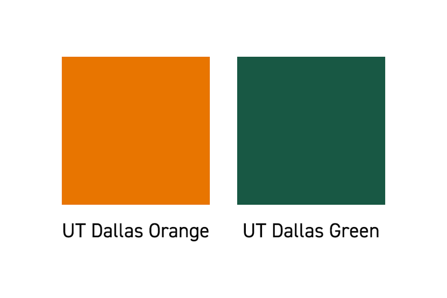 UTD orange and green color blocks.